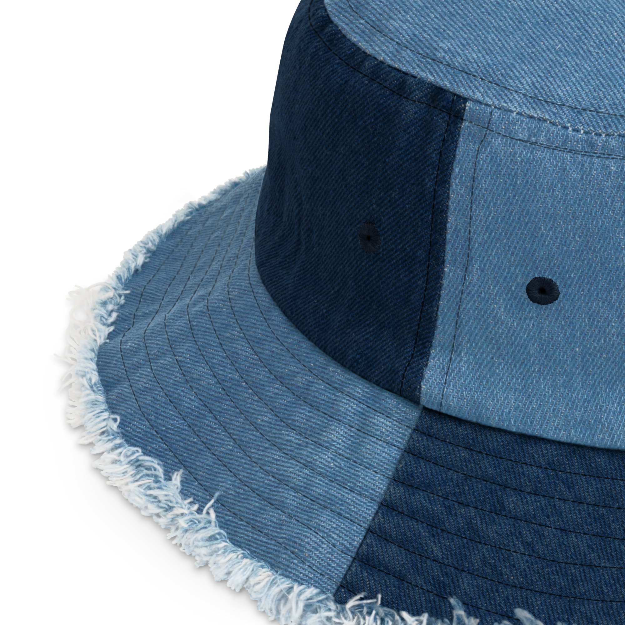 Classic Blue Denim Bucket Hat Trendy Washed Distressed Casual